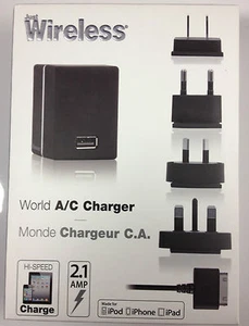 Nuevo- Cargador de aire acondicionado mundial inalámbrico solo para iPhone, iPod, iPAD con precio de venta sugerido por el fabricante $34.99 $15.99 - Imagen 1 de 3