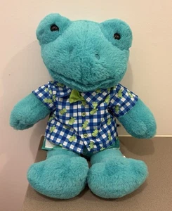 Build a Bear Retired Toadally Teal Frog Plush Toy w/ Rare Plaid Frog Shirt - Foto 1 di 13