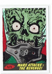 Mars Attacks The Revenge 2017 Topps Autograph Auto Sketch Card 1/1 Ibrahim Ozkan - Picture 1 of 4