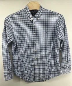 Ralph Lauren XXL Slim Fit Stretch Oxford Button Shirt Blue Plaid Long Sleeved - Picture 1 of 7