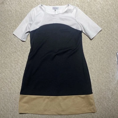 Women's Black Whir Brown short sleeve 60’s Dress UK 10 blocks VGC mini - Image 1 of 3