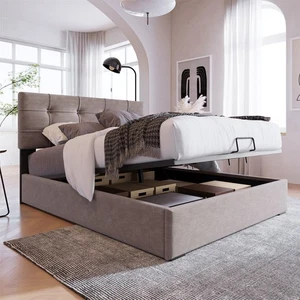 Einzelbett Polsterbett Stauraum Gästebett 90x200 cm Bettgestell mit Lattenrost - Bild 1 von 12