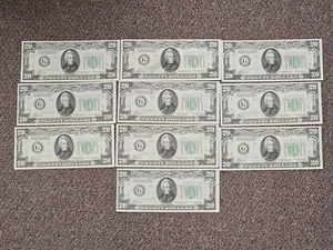 Lot 10 Consec Serial # Number 1934 A Chicago, IL $20 Federal Reserve Note Bill - Picture 1 of 8