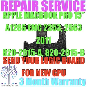 REPAIR SERVICE FOR MACBOOK PRO 17" 820-2914-A 820-2914-B LOGIC BOARD = NEW GPU - Picture 1 of 1