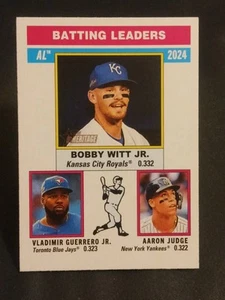 New 2025 Topps Heritage AL Batting Leaders #192 B. Witt/Y. Guerrero/A. Judge - Picture 1 of 3
