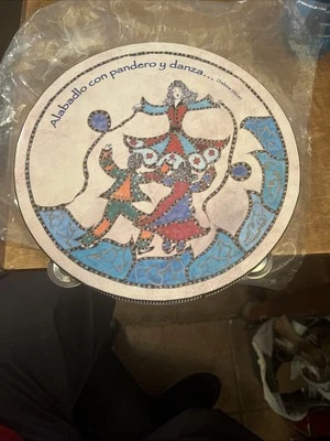 "Pandereta religiosa vintage española - 10"" nueva gran color juega bonita" Foto 1 de 4