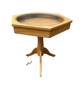 Brighton Style Honey Oak Octagon Display Table Glass Top - Picture 1 of 5