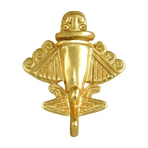 24k Gold Plated Quimbaya Jet-9 Ancient Aliens Jewelry Lapel Pin with Clutch - Bild 1 von 5