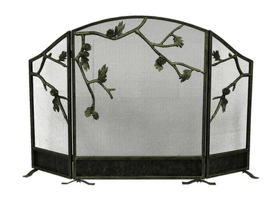 Pantalla de chimenea de piña estilo Lodge marrón desgastado Foto 1 de 3