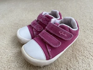 Clarks Girls Hot Pink Canvas Shoes ‘Kirsty’ Style Size UK4.5F EU20.5 - Picture 1 of 8