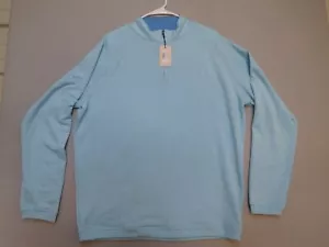 Peter Millar Men's Seaside Dri Release 1/4 Zip Pullover Blue Striped Sweater XL - Picture 1 of 11
