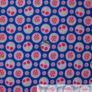 BonEful FABRIC FQ Cotton Quilt Blue Red Cherry Stem Pink Polka Dot Stripe Flower - Picture 1 of 13