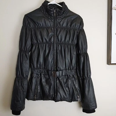 Danier Leather Puffer Coat Womens Sz XS  Down Filled Dark Brown Winter  Belted Foto 1 de 4