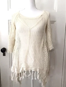 Angel of the North Top Gr. M Spitze Strick Pullover Anthropologie Ivory Baumwolle - Bild 1 von 6