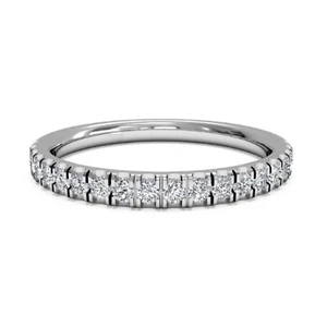 0.30 Ct Round Real Diamond Engagement Eternity Band 18K Solid White Gold Ring 7  - Picture 1 of 7