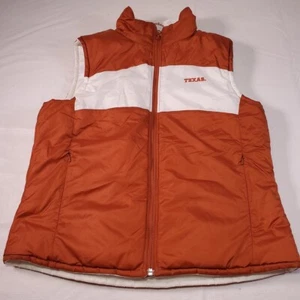 Texas Longhorns Columbia Vest Women's M Orange White Reversible Puffer Athletic - Picture 1 of 10