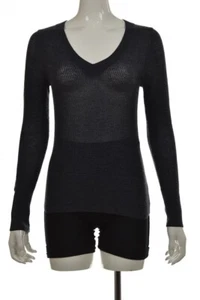 Jigsaw Womens Sweater Size M Navy Blue Solid V-Neck Wool Long Sleeve Top - Picture 1 of 4