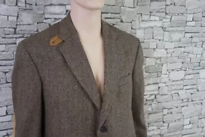 EVAN PICONE HERREN REINE WOLLE TWEED LEDER SAKKO JACKETT BRAUN BEIGE PATCHES 54 - Bild 1 von 9