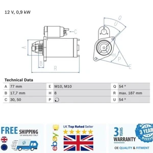 Starter 0986022591 for Kia RIO CERATO Hyundai ACCENT SONATA 3610022800 - Picture 1 of 2