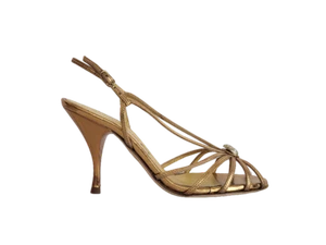 SANDALI SCARPE DONNA MARTINI OSVALDO 7063 PELLE LAMINATA ORO VECCHIO TACCO ITALY - Foto 1 di 7