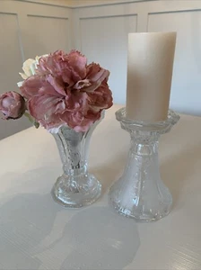 Vintage Crystal Clear Studios 8” Candle Holder/Flower Vase Japan - Picture 1 of 9