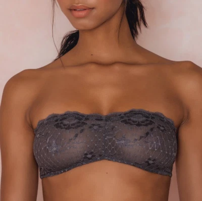 Sujetador bralette FREE PEOPLE ÍNTIMAMENTE CARBÓN GALÓN ENCAJE BANDEAU ESENCIAL Talla S Foto 1 de 4
