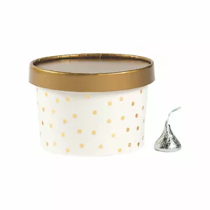 Gold Polka Dot Round Favor Boxes With Lids, Wedding, Party Supplies, 12 Pieces - Picture 1 of 1