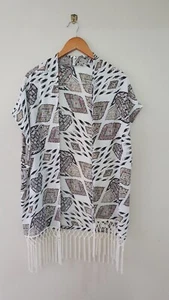 SUZANNE GRAE Womens Brown Tribal Aztec Oversize Duster Kimono Jacket One Size - Picture 1 of 6