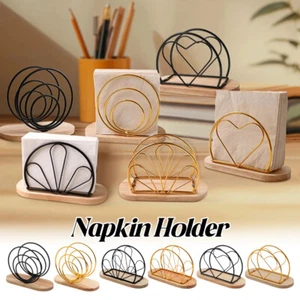 Creative Napkin Holder Desktop Tissue Organizer Paper Storage with Wood Base. - Picture 1 of 19