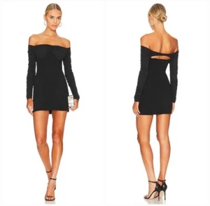 NWT NBD Carlota Corset Bodice Off Shoulder Cutout Back Mini Dress in Black sz S - Picture 1 of 12