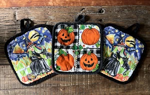 3 agarraderos vintage de Halloween de bruja calabaza Jack linterna años 80-90 - Imagen 1 de 5