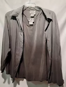 Vintage Fred David 100% Silk Blouse with Tunic Set Women's Size 20 Gradient Gray - Picture 1 of 16