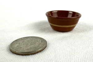 IGMA Artisan Graber Miniatur Redware Rührschüssel mit gelben Streifen '96, kostenloser Versand - Bild 1 von 15