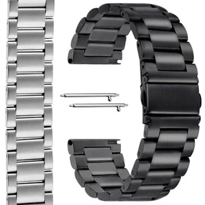 14 | 16 | 18 | 20 | 22 | 24 bracelet de montre à maillons en acier inoxydable argent noir métal - Photo 1/12