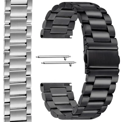 14 | 16 | 18 | 20 | 22 | 24 Edelstahl Glieder-Uhrenarmband Silber Schwarz Metall - Bild 1 von 4