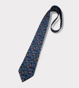 SALVATORE FERRAGAMO Navy/Blue Bird Art Silk LUXURY Tie ITALY - Picture 1 of 3