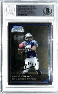 Bowman 2006 cromo sin circular Vince Young tarjeta de novato firmada BAS Witness Slab - Imagen 1 de 3