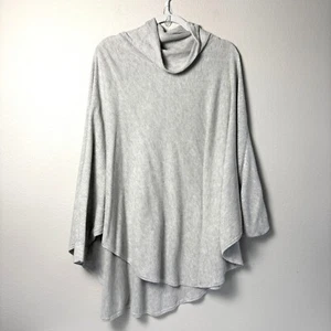 J Jill Pure Jill Turtleneck Poncho Waffle Knit Top Dolman Sleeve Size M L Gray - Picture 1 of 9