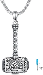 Thors Hammer Feuerbestattung Urne Halskette für Asche für Damen Herren 925 Sterling Silber - Bild 1 von 6