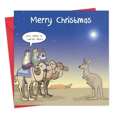 TWIZLER Merry Christmas Card with Three Wise Men -Funny Christmas Card -Xmas Card -Lost