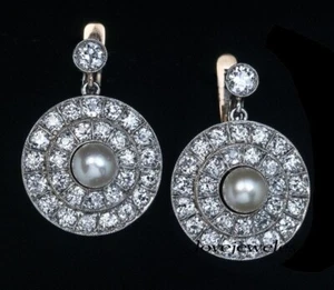 3CT Lab-Created Round Cut Diamond 14K 2-Tone Gold Over Drop Earrings - Picture 1 of 6