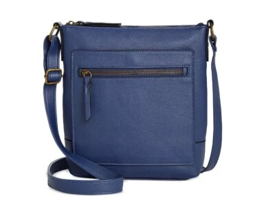 Style & Co Hudsonn North South soft faux-leather small crossbody bag -Navy blue - Image 1 of 4