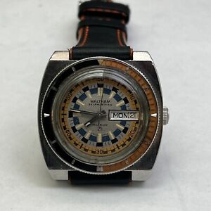 1970's WALTHAM Divers Exotic Original Dial Large Men's Watch Model B-383..Superb