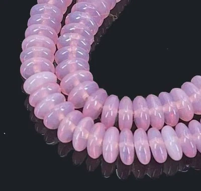 50 cuentas de rondelle de vidrio checo - rosa lechoso 6x2 mm Foto 1 de 4