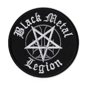Black Metal Legion Patch | Pentagram Inverted Cross Heavy Metal Biker Gang Logo - Picture 1 of 2