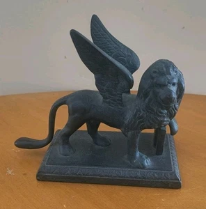 Statua Vintage San Marco Leone Alato Pesante Ghisa Peso Carta Italia 5"x4" - Foto 1 di 6