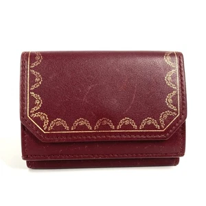 CARTIER Garland de Cartier Wallet Compact Wallet Trifold wallet Leather wine-red - Picture 1 of 13