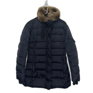 S13 New York Down Filled Faux Fur Collar Puffer Coat - Black S - Picture 1 of 11