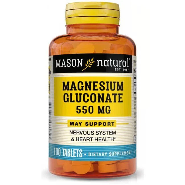 Gluconato de magnésio natural Mason 550 mg 100 comprimidos - Imagem 1 de 1