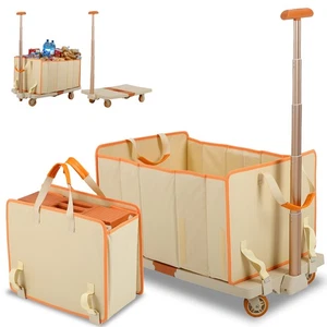 330 LBS Collapsible Cart with Wheels Folding Utility Cart Foldable Shopping Cart - Picture 1 of 7